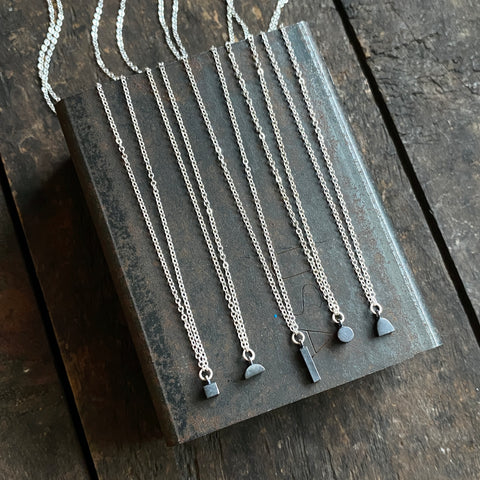 Geo Pendants, Oxidized finish