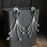 Lunar Dewdrop Earrings with Golden Black Moonstone