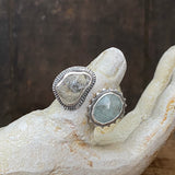 Split Ring with Aquamarine and Smoky Quartz