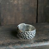Meteorite Ring with Rose Cut Gray Moonstone