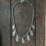 Foramina Dangle Oval Necklace on Green Apatite Beads