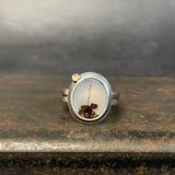 Dendritic Agate Ring with Gold Dot