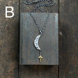 Lunar Crescent Pendant with Gilded North Star
