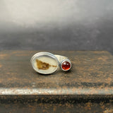 Duo Ring with Dendritic Agate and Garnet