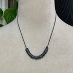 Lunar Abacus Necklace, Oxidized and 14k
