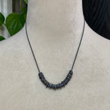 Lunar Abacus Necklace, Oxidized and 14k