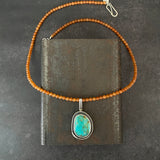 Penna Pendant with Kingman Turquoise and Orange Jade