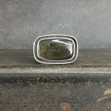 Chiseled Frame Ring with Golden Sheen Obsidian