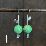 Lunar Sprout Earrings with Gemstone Bead