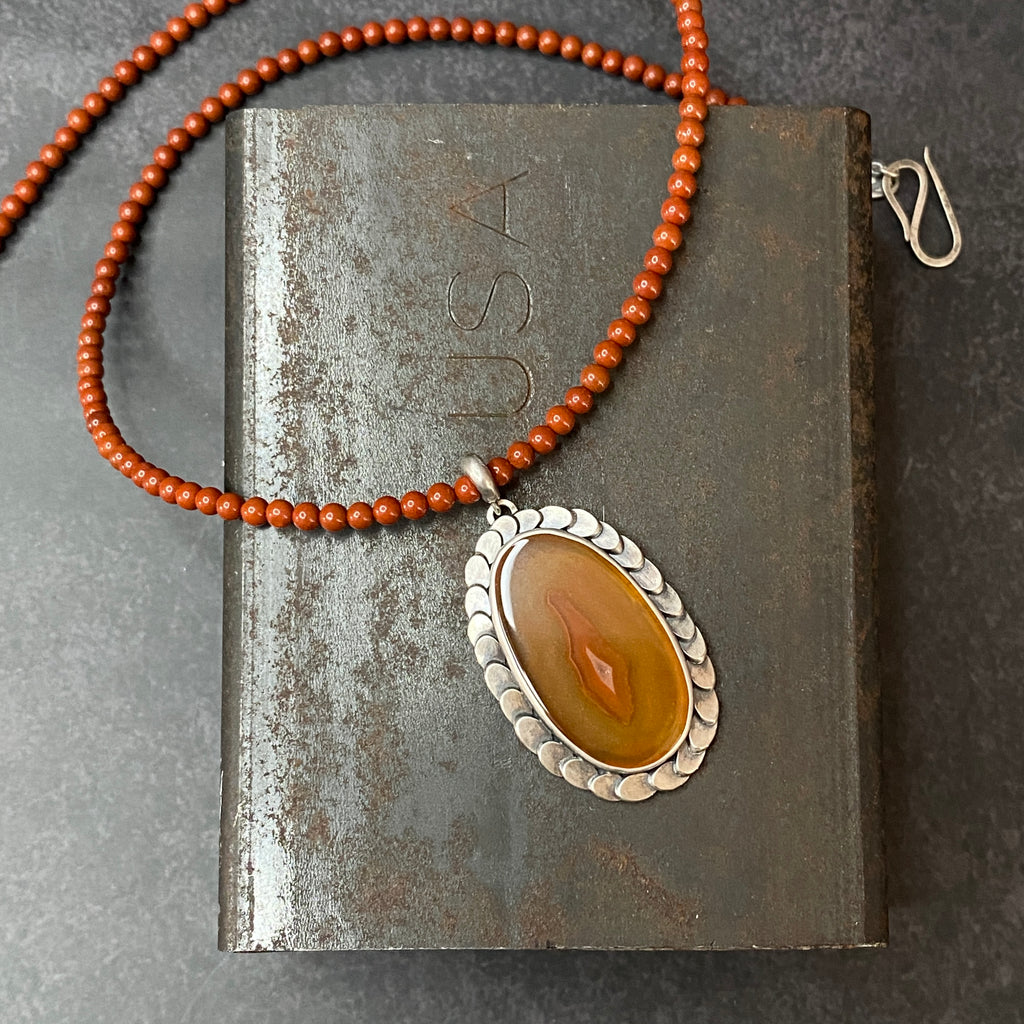 Halo Pendant with Carnelian and Red Jasper