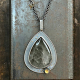 Shadowbox Pendant with Rutilated Quartz and Citrine