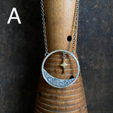 Lunar Crescent Pendant with Gilded North Star