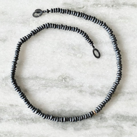 Lunar Oxidized Pebble Necklace with 14k Bead