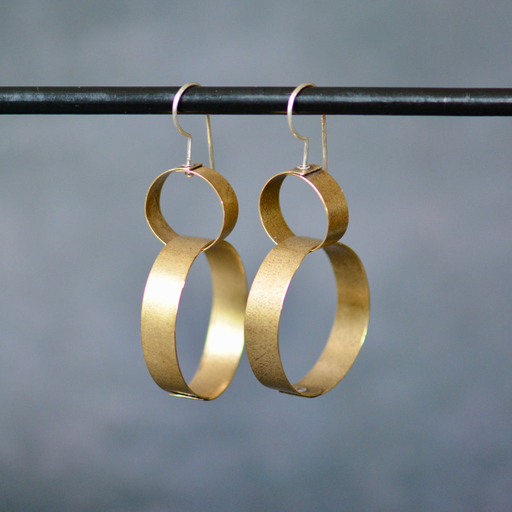 Brass Ring Dangle Earrings