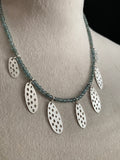 Foramina Dangle Oval Necklace on Green Apatite Beads