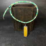 Orbit Pendant with Yellow Aventurine and Chrysoprase