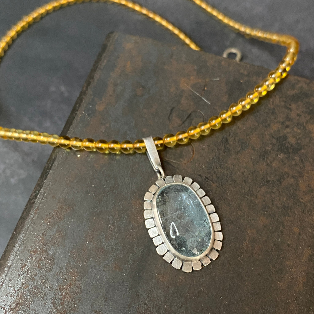 Halo Pendant with Aquamarine and Citrine
