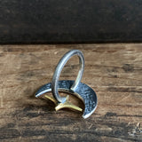 Split Ring with Crescent Moon, Gilded Star, and Rosecut Diamond