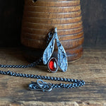 Lunar Sprout Pendant with Garnet