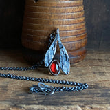 Lunar Sprout Pendant with Garnet