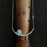 Lunar Bar Necklace with Aquamarine