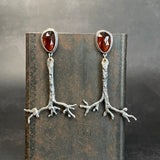 Ramulus Stalk Drop Earrings with Garnet