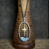 Lunar Terrain Pendant with Gilded North Star and Diamond