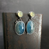 Cladonia Earrings with Aquamarine and Prehnite