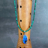 Cladonia Orbit Pendant with Boulder Opal and Malachite