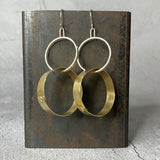 Brass and Sterling Dangle Earrings