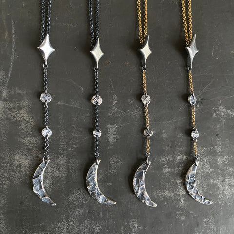 Lunar Crescent and Star Tether Pendant