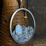 Lunar Terrain Pendant with Rainbow Moonstone