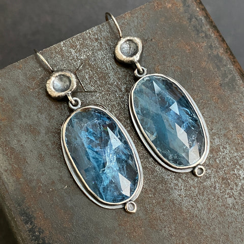 Cladonia Drop Earrings with Aquamarine
