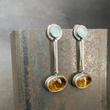 Hinge Earrings with Citrine and Aquamarine