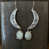 Lunar Crescent Earrings with Aquamarine