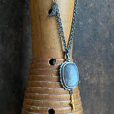 Gray Moonstone Pendant with Gilded Star