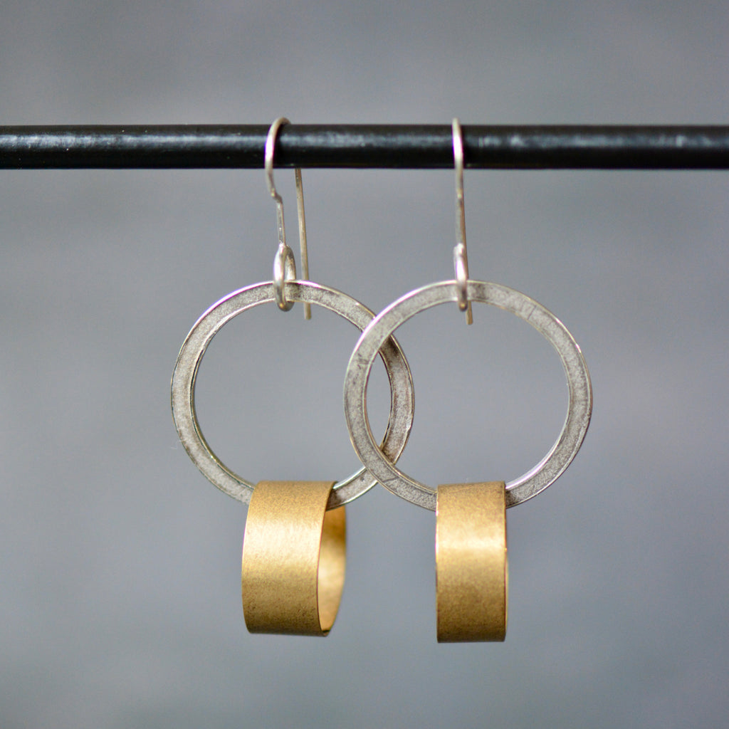 Brass and Sterling Dangle Earrings III