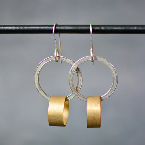 Brass and Sterling Dangle Earrings III