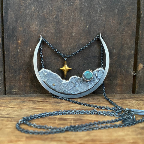 Lunar Terrain Pendant with Labradorite