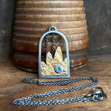 Flare Arch Pendant with Swiss Blue Topaz