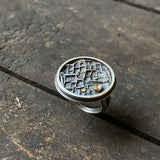 Lunar Surface Ring with Rose Cut Diamond